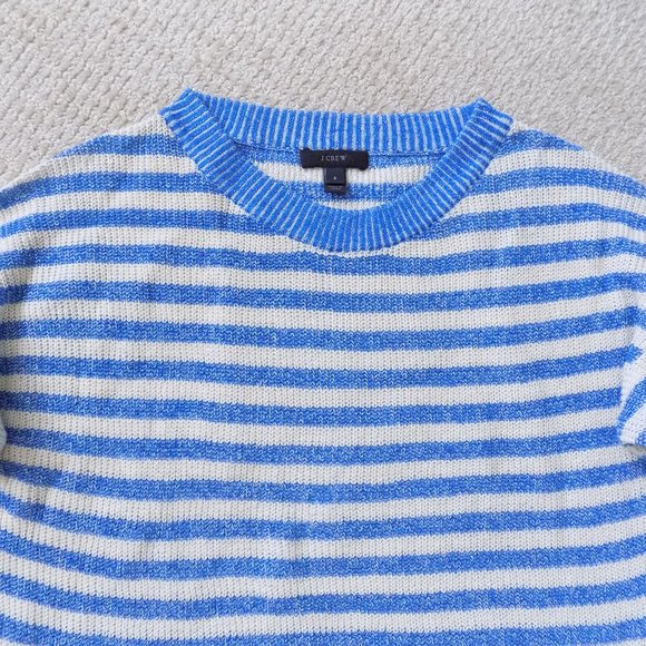 JCREW J. CREW BLUE CREAM 3/4 STRIPED SWEATER - Picture 2 of 3